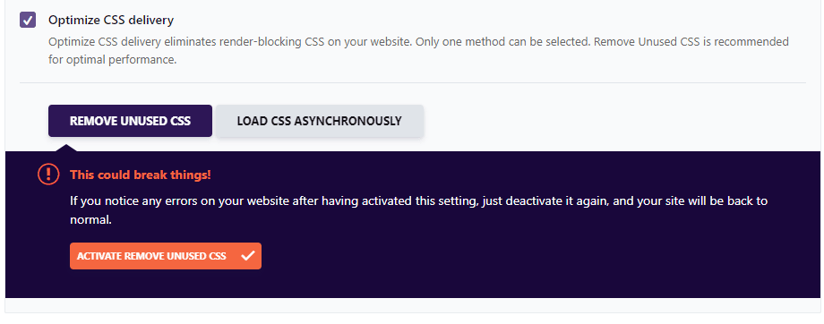 Remove Unused CSS - WP Rocket