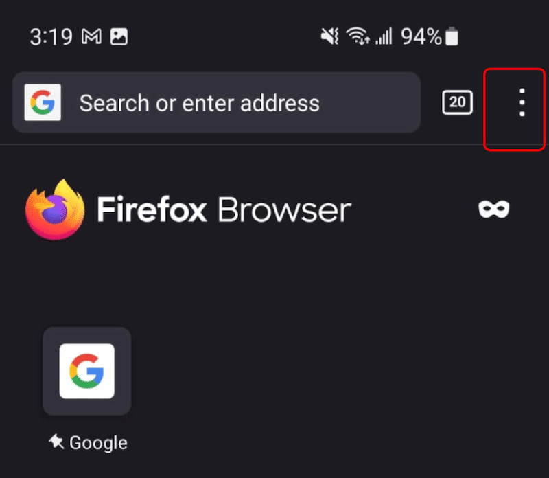 The three dots icon - Step 1 - Source: Firefox