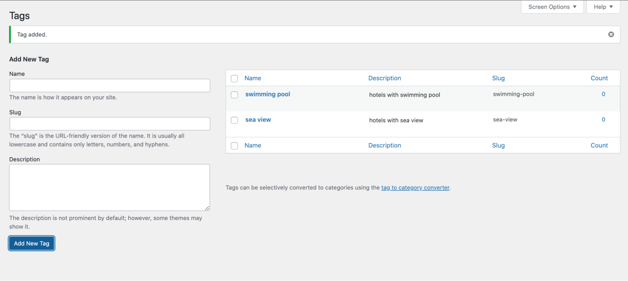 Tags on WordPress