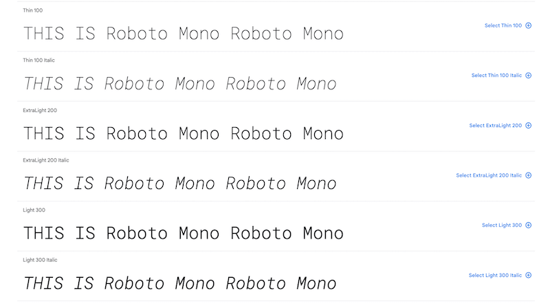 Roboto Mono font - Source: Google Fonts
