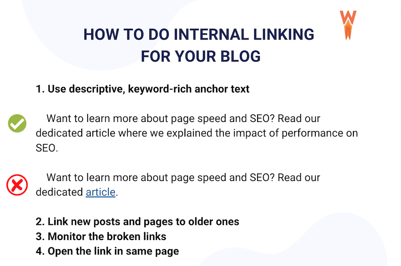 Use descriptive anchor text in your blog post content - Source: WP Rocket