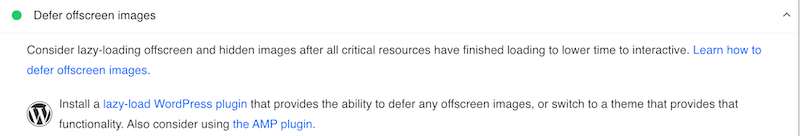 Google’s recommendation to use lazy loading to boost performance - Source: PageSpeed Insights 