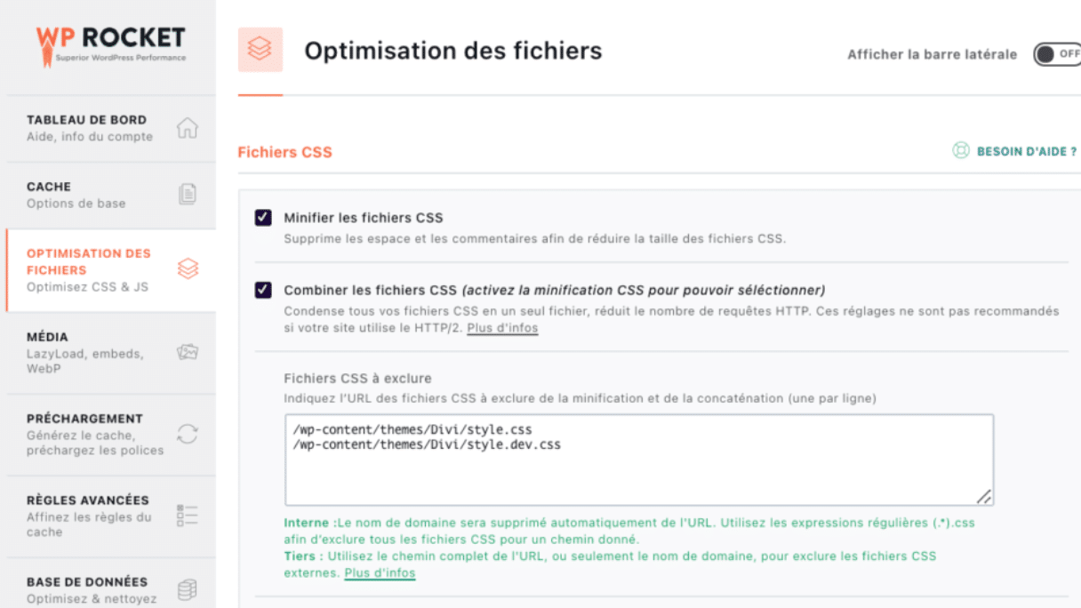 La fonction “Combiner les fichiers CSS” qui va être supprimée 
