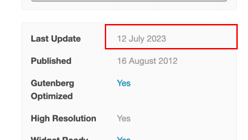 Example of a “last updated” date - Source: ThemeForest
