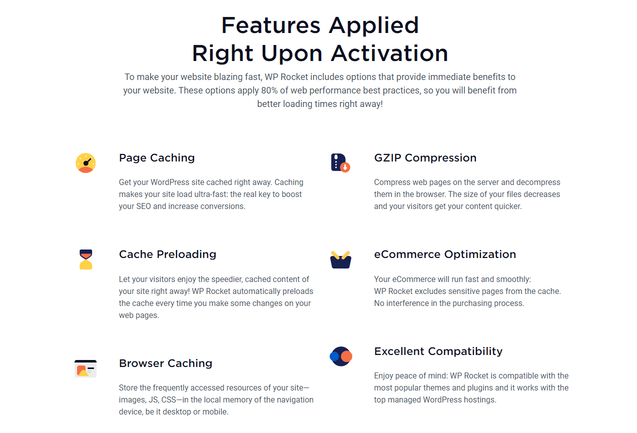 WP Rocket features