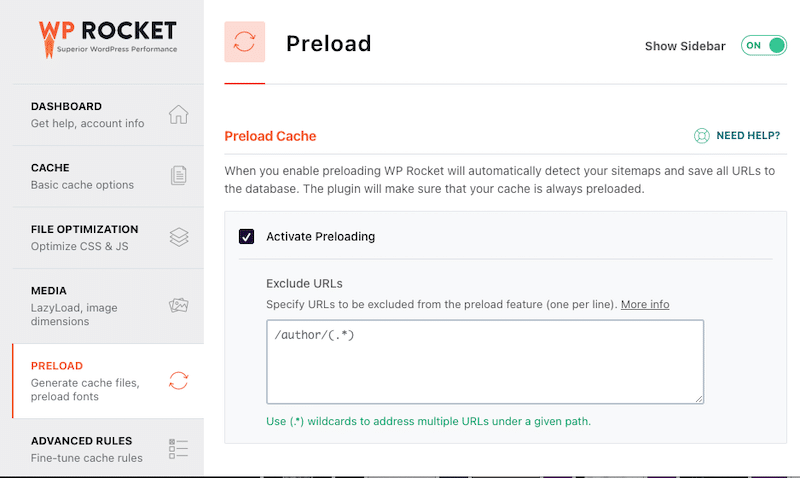 Preload feature - Source: WP Rocket
