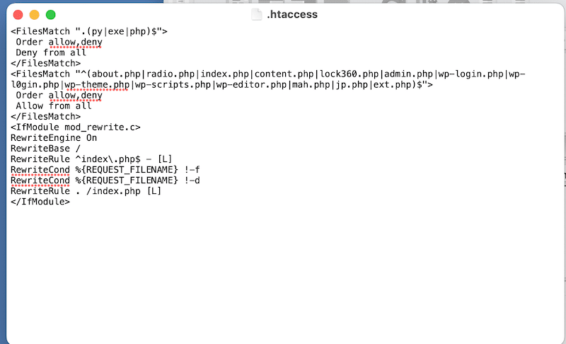Current .htaccess file - Source: FTP
