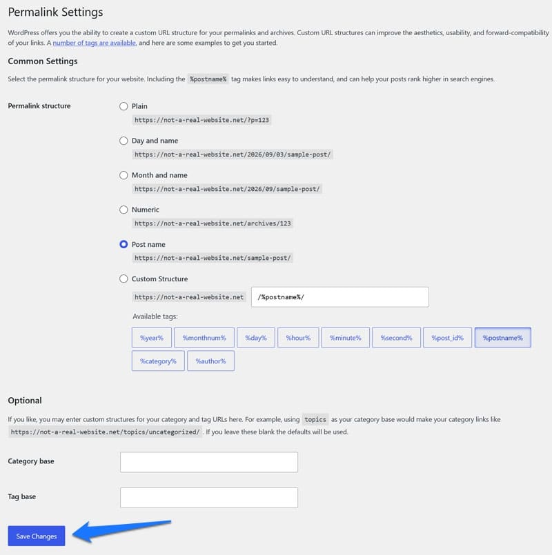 Save WordPress permalinks to reset htaccess