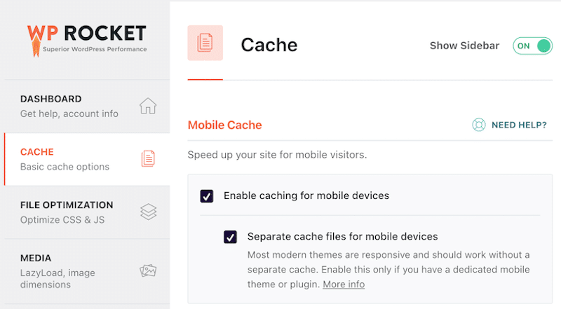 Caching is activated automatically to speed up your blog - Source: WP Rocket 
