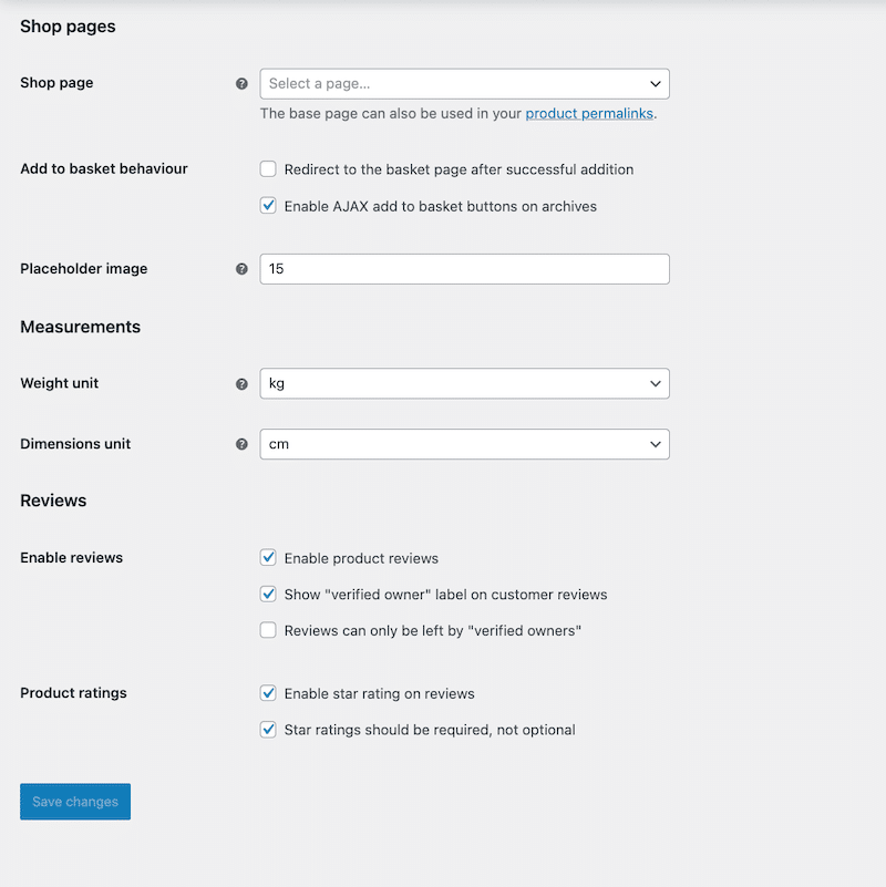 Product settings - Source: WooCommerce dashboard
