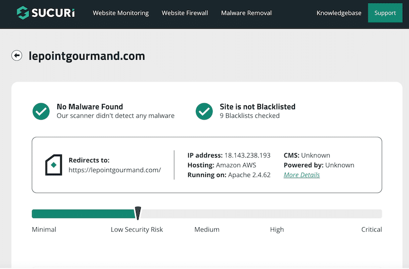 Example of Sucuri scanning a site to detect any malware - Source: Sucuri
