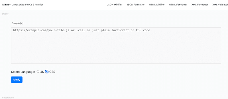 Online minification tool - Source: Minifying
