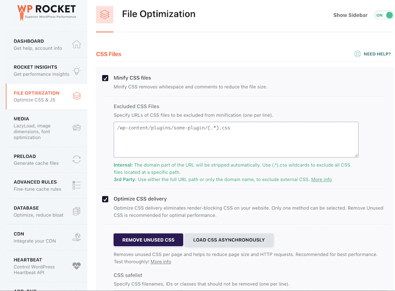 CSS optimization - Source: WP Rocket