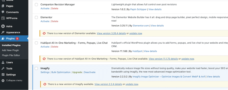 Checking which plugins need an update - Source: My test site
