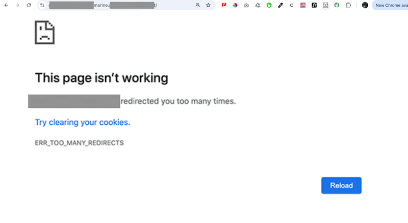 ERR_TOO_MANY_REDIRECTS example - Source: my test site
