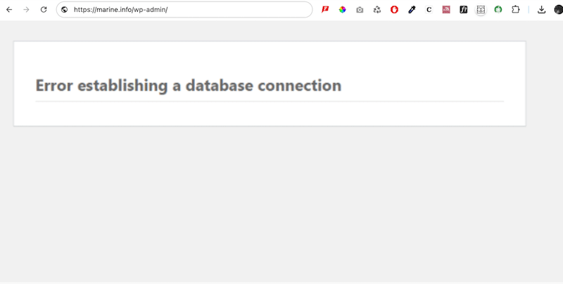 Example of database error - Source: my WordPress site
