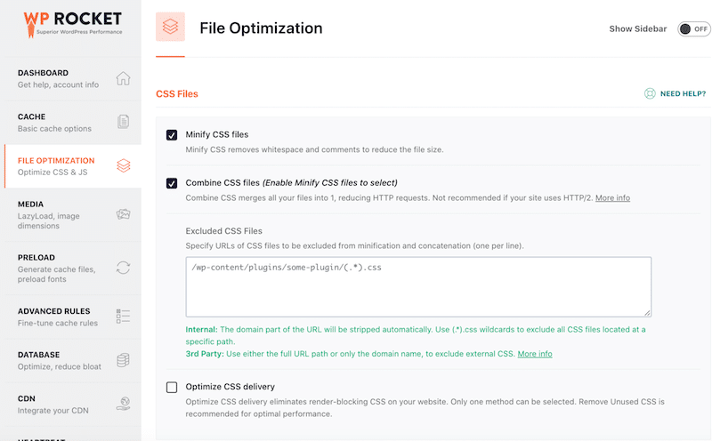 File optimization (CSS and JS) to improve performance in a couple of clicks - Source: WP Rocket 
