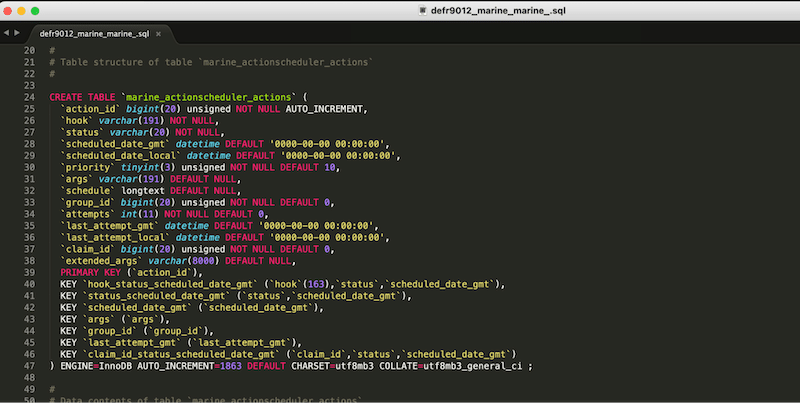 My backed-up database with Search & Replace - Source: My file on SublimeText 