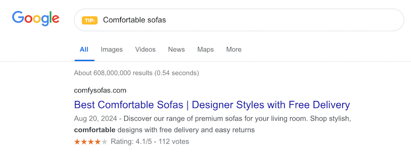 Example of a great metatags and meta description in WordPress - Source: My Google search results 