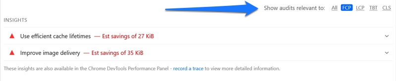 filter audits by metric