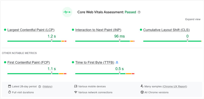 google pagespeed insights core web vitals assessment