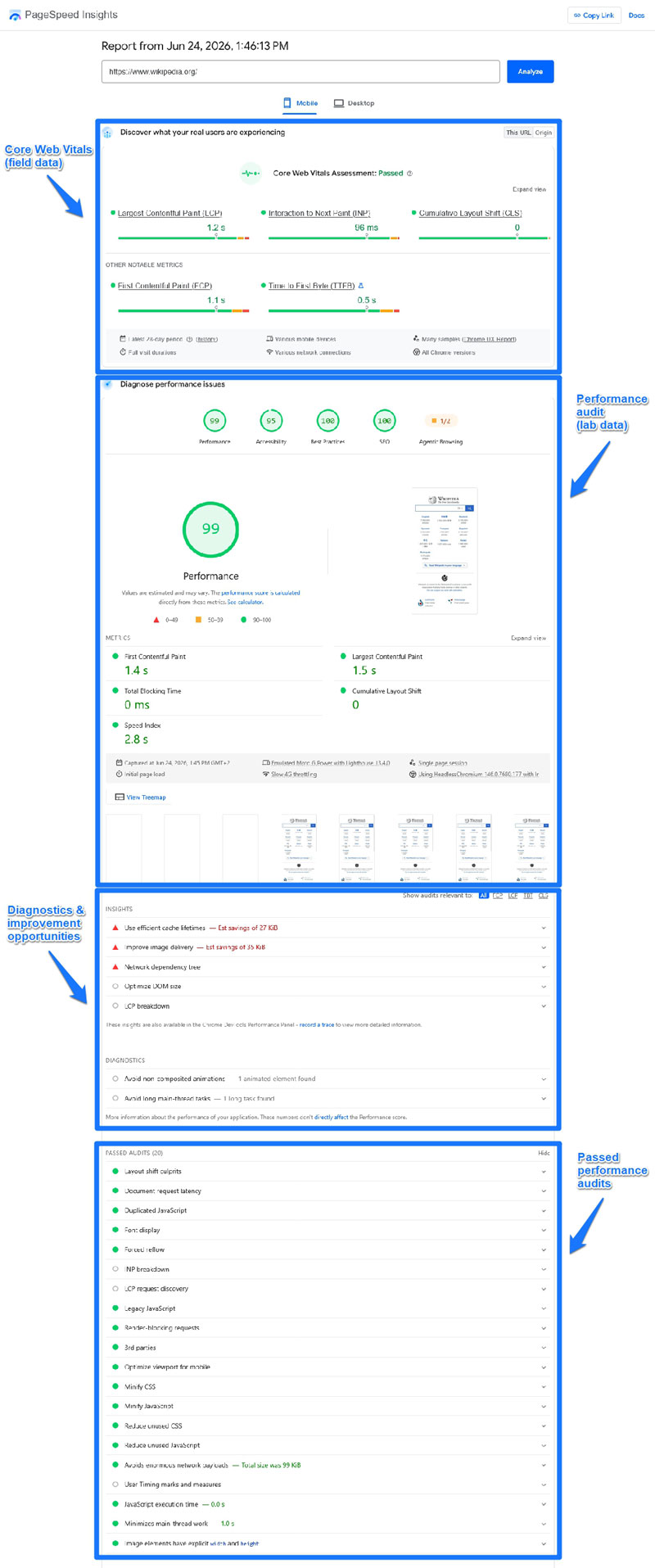 google pagespeed insights map
