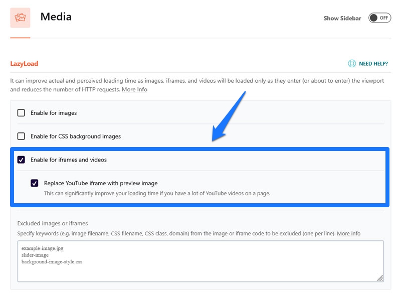 lazy load iframes and videos option in wp rocket