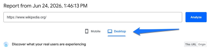switch between mobile and desktop results