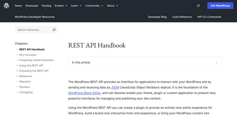 wordpress rest api developer handbook