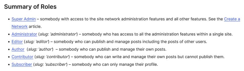 wordpress user roles and capabilities overview