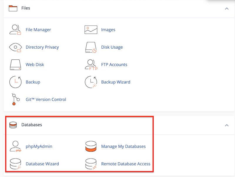 Checking database credentials from cPanel - source: cPanel