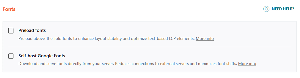 The new Preload fonts feature