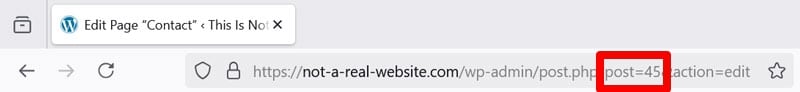 wordpress page id in browser bar