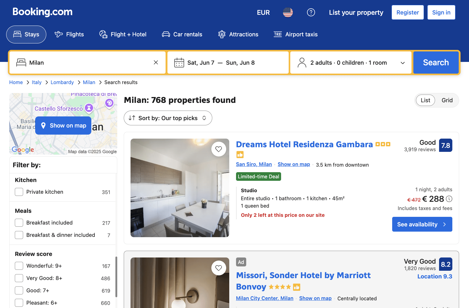 Booking example