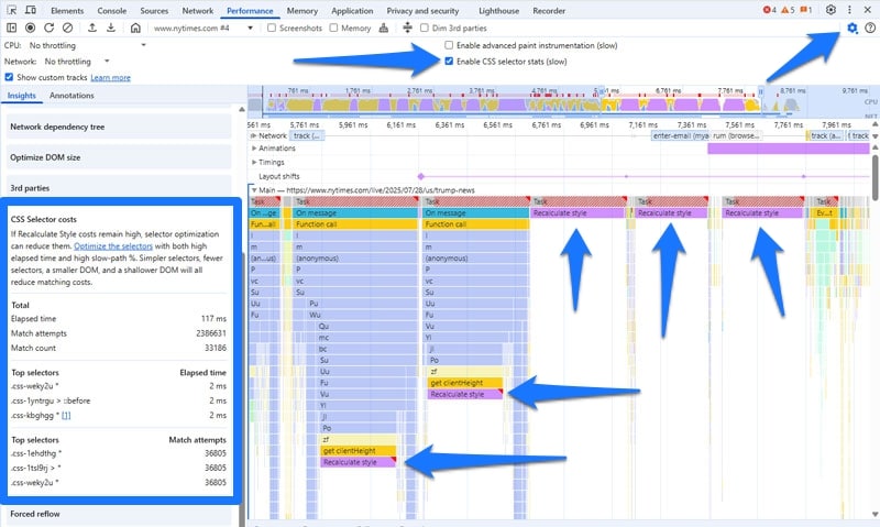 chrome developer tools css selector stats