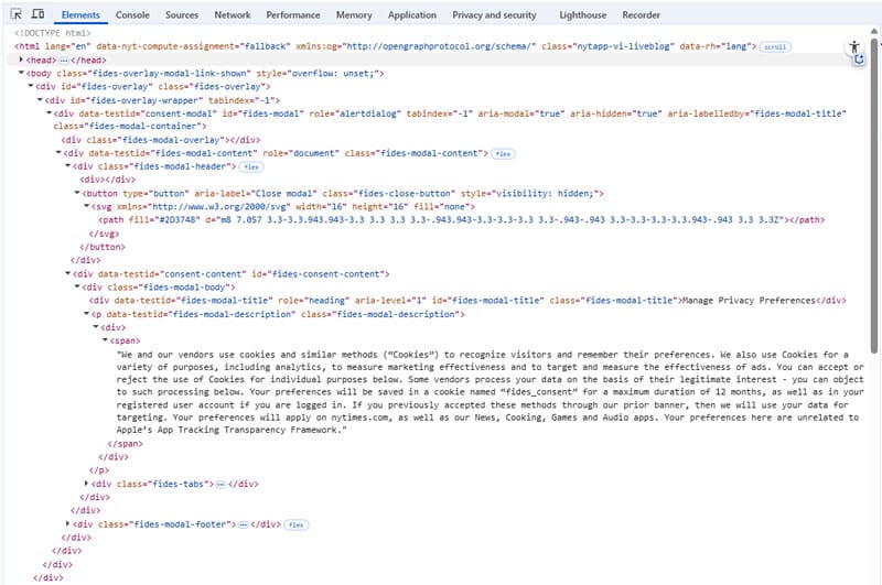 document object model example