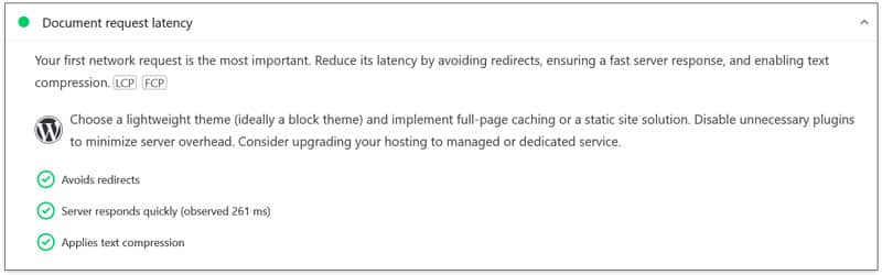passed document request latency insight audit