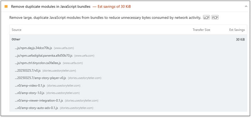 remove duplicate modules in javascript bundles audit