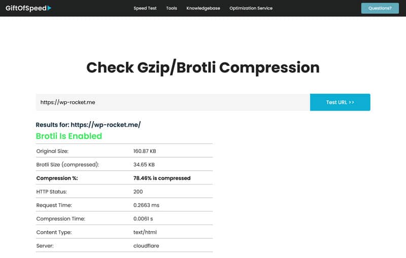 successful website compression test