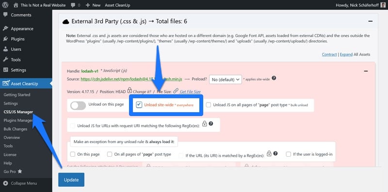 unload duplicated scripts with asset cleanup