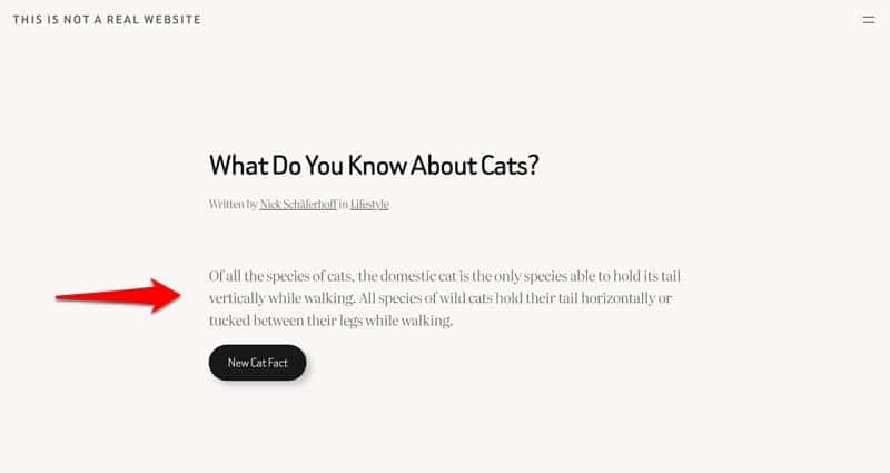 cat facts api output in wordpress