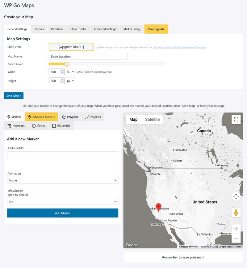 configure map in wp go maps