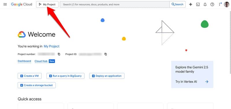 create new google cloud project