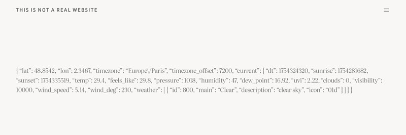 openweathermap api output on the page
