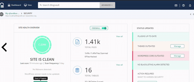 MalCare dashboard to prevent WordPress malware - Source: MalCare