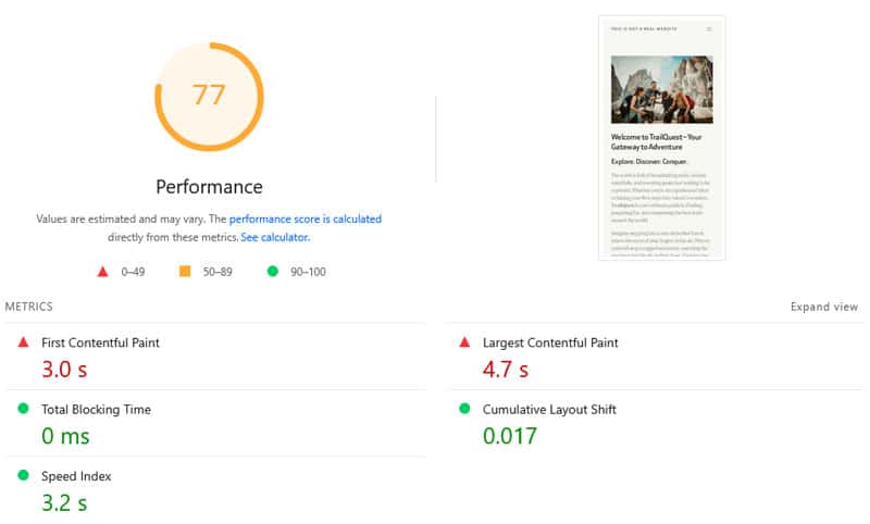 baseline performance results