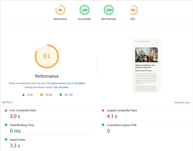 initial performance test results