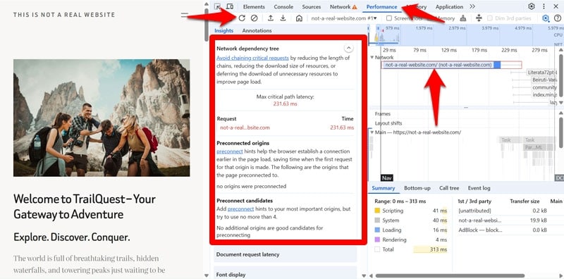 network dependency tree insight in chrome developer tools