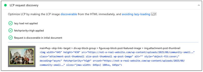 passed lcp request discovery insight