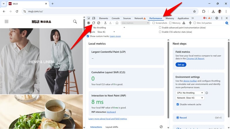 record performance trace in chrome developer tools